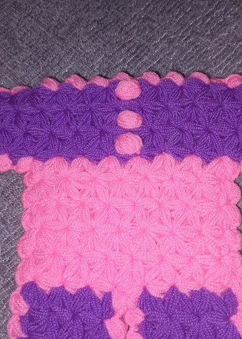 Mor ve Pembe Örgü çocuk Banyo lifi - Görsel 3