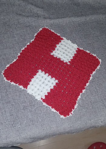 Kırmızı Beyaz Örgü Banyo lifi - Görsel 2