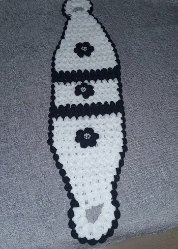 Siyah-beyaz renkli Çiçekli El Örgüsü Banyo lifi - Görsel 3