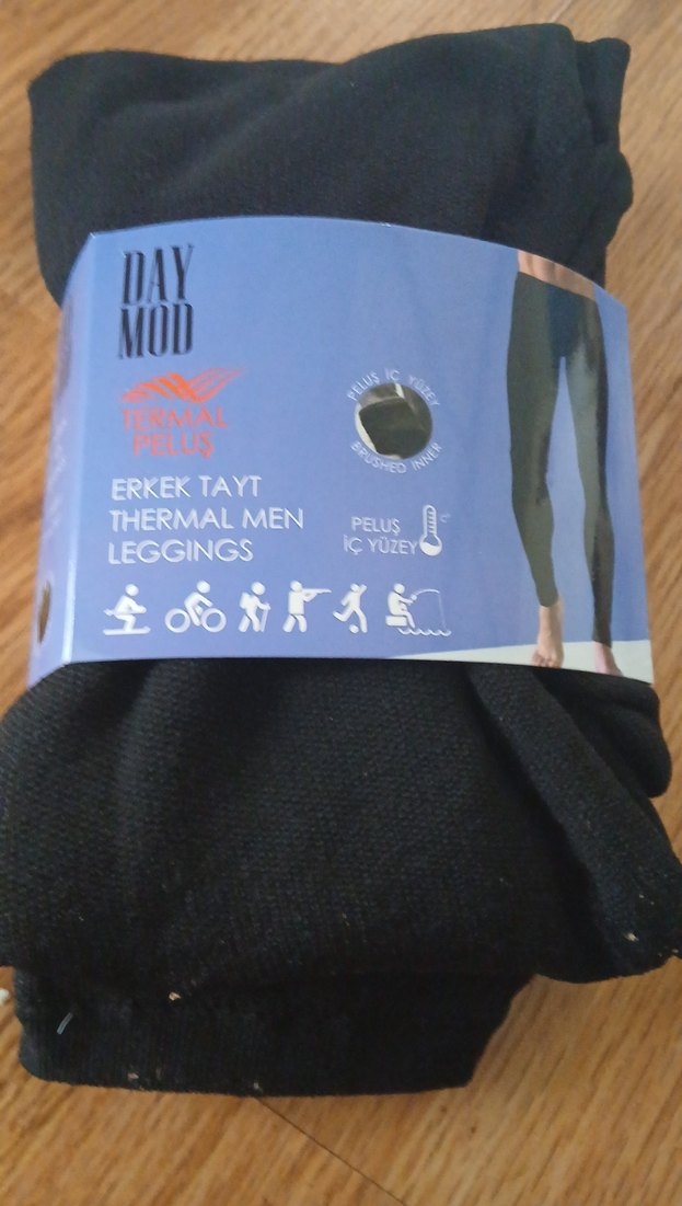 Siyah Termal Erkek Tayt kaliteli kış aylarında sıcak tutar - Görsel 2