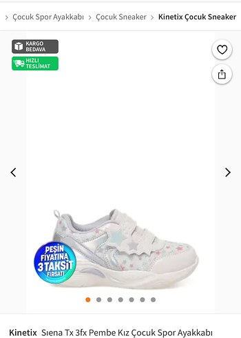 Kinetix Kinetix Pembe Kız Çocuk Spor Ayakkabı 27 Numara