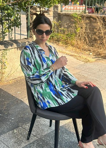 Kadın V Yaka Uzun Kollu Salaş Mini Tunik
