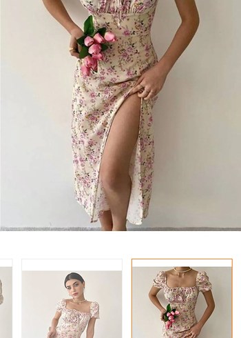 Trendyol & Milla Pembe Çiçekli Midi Bohem Elbise