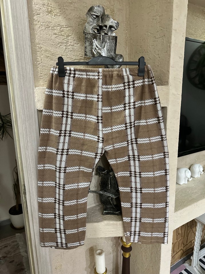 Kahverengi Ekose Desenli Lastikli unısex Pijama Altı - Görsel 2