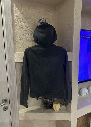 Siyah Süet Kapüşonlu Fermuarlı Kadın Ceket - Görsel 4