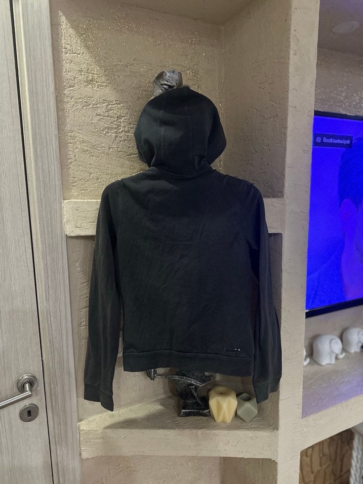 Siyah Süet Kapüşonlu Fermuarlı Kadın Ceket - Görsel 4