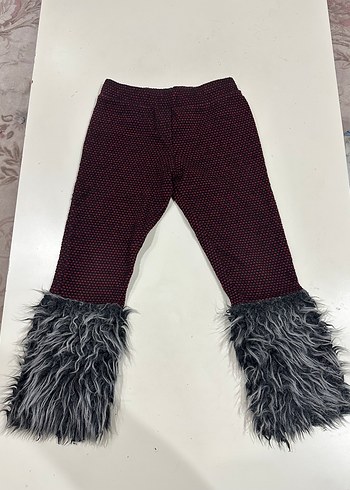 Bordo Kürklü Kız Tayt - Görsel 2