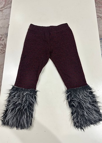 Bordo Kürklü Kız Tayt - Görsel 3