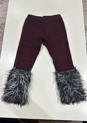 Bordo Kürklü Kız Tayt - Görsel 5