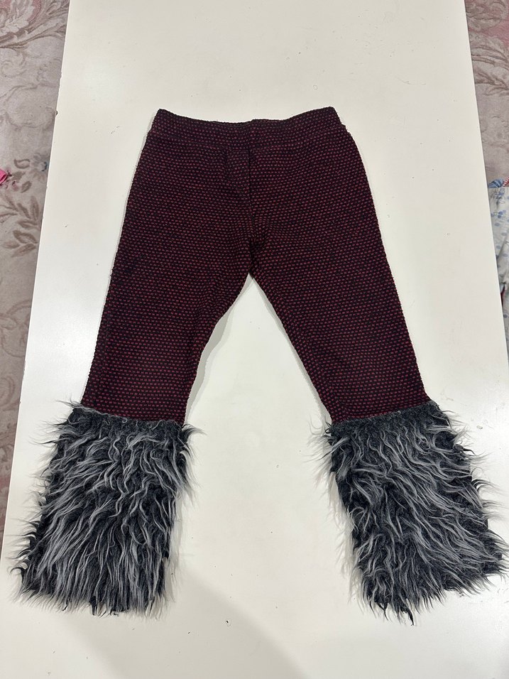 Bordo Kürklü Kız Tayt - Görsel 2