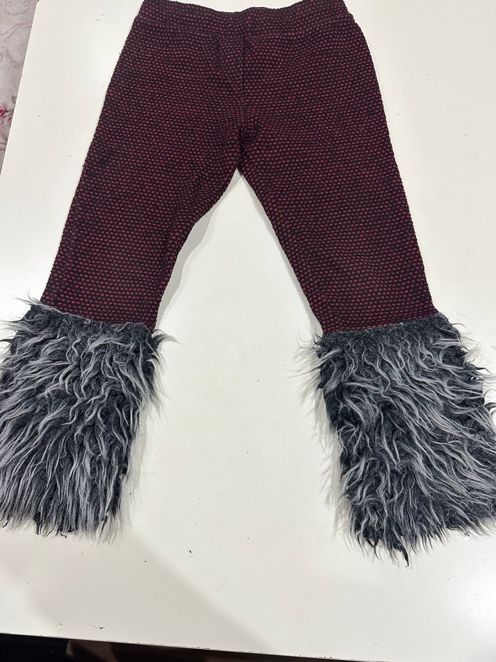 Bordo Kürklü Kız Tayt - Görsel 4