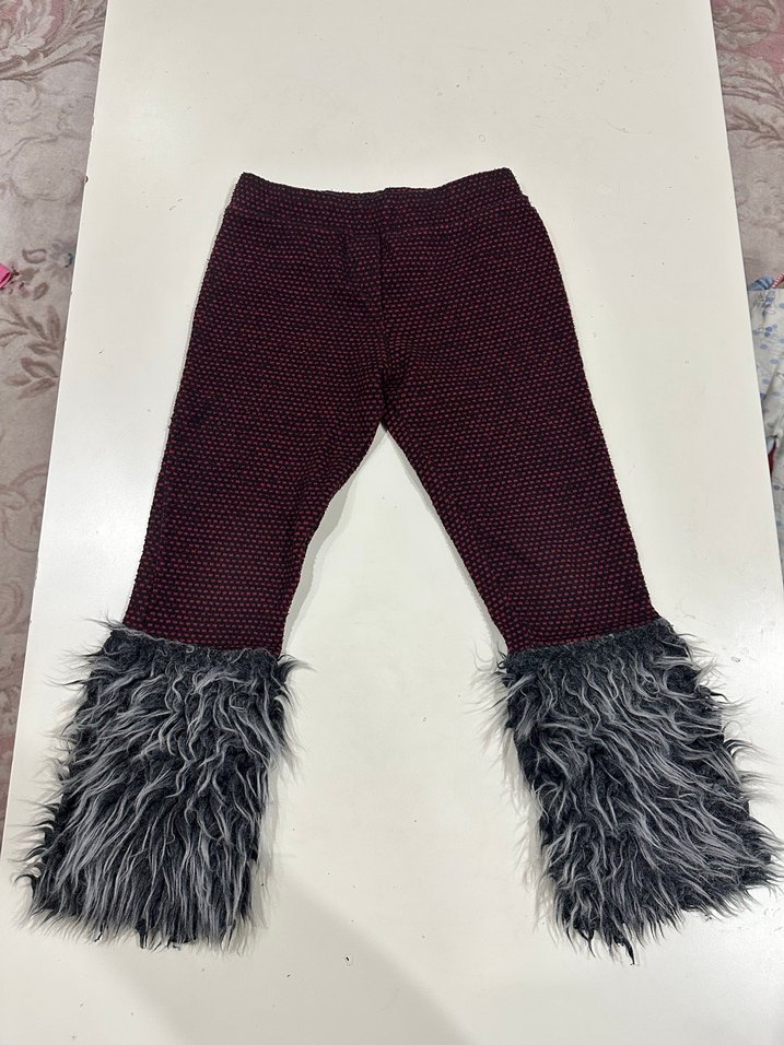 Bordo Kürklü Kız Tayt - Görsel 3