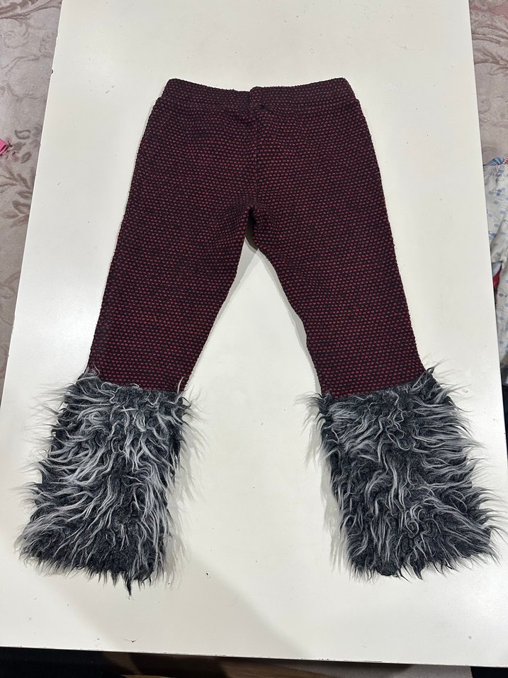 Bordo Kürklü Kız Tayt - Görsel 5