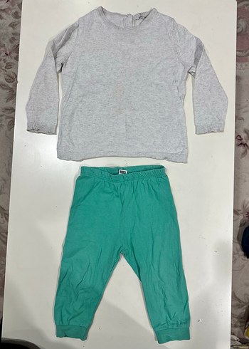 Çocuk Gri Sweatshirt ve Yeşil Eşofman Altı - Görsel 3