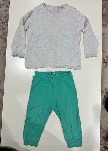 Çocuk Gri Sweatshirt ve Yeşil Eşofman Altı - Görsel 2