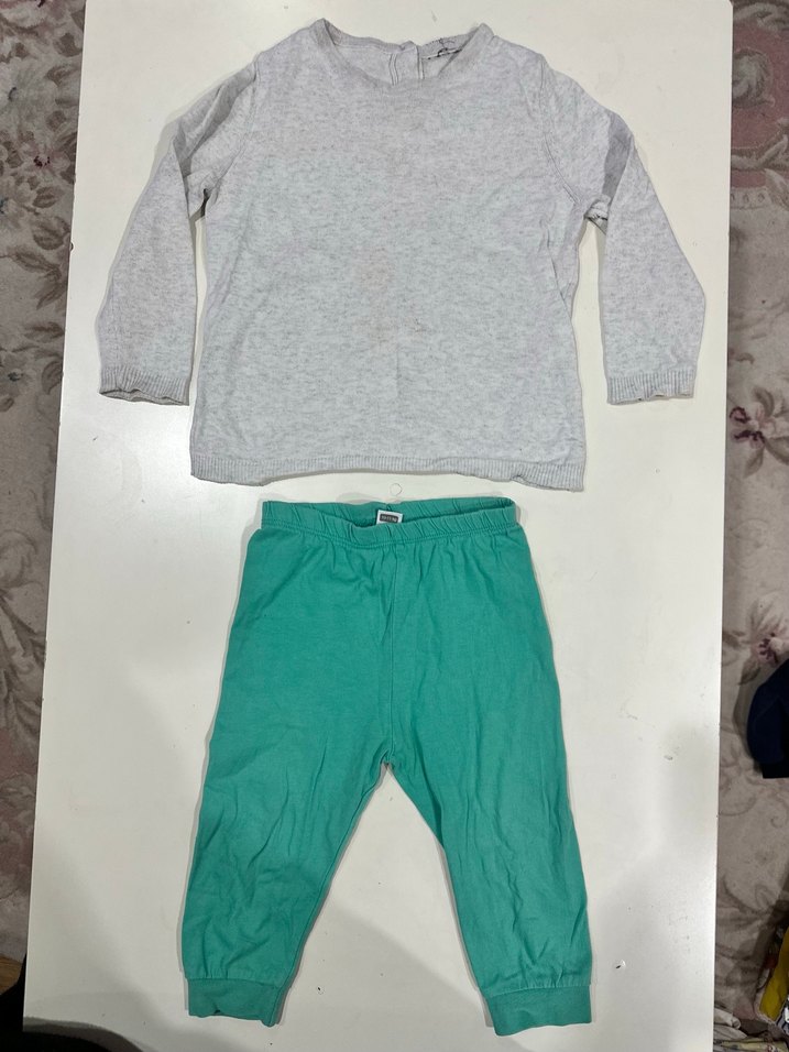 Çocuk Gri Sweatshirt ve Yeşil Eşofman Altı - Görsel 3