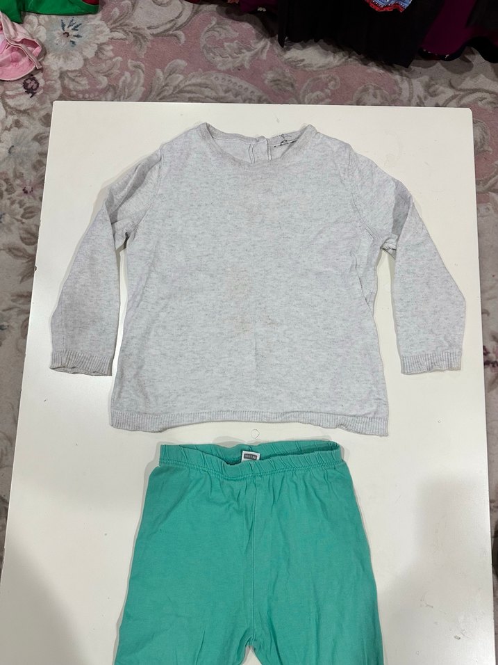 Çocuk Gri Sweatshirt ve Yeşil Eşofman Altı - Görsel 5