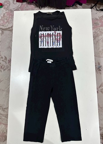 Kızlar için Siyah Kemerli Fitted Eşofman Takımı - Görsel 2