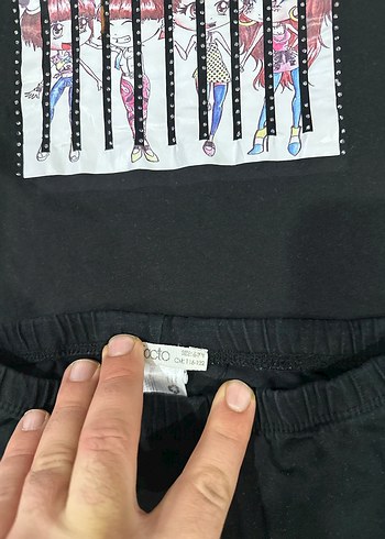 Kızlar için Siyah Kemerli Fitted Eşofman Takımı - Görsel 7