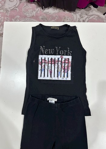 Kızlar için Siyah Kemerli Fitted Eşofman Takımı - Görsel 4