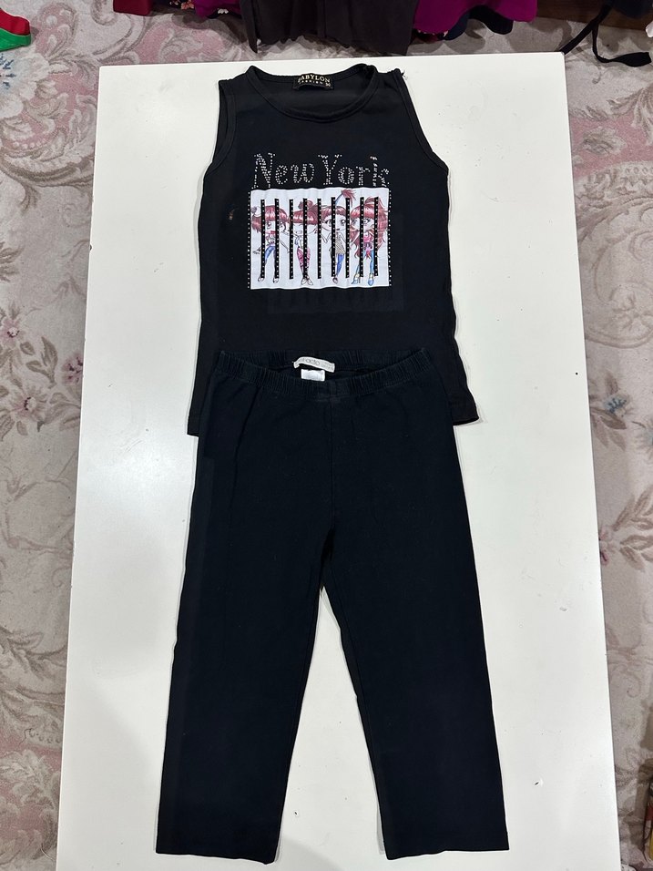 Kızlar için Siyah Kemerli Fitted Eşofman Takımı - Görsel 2