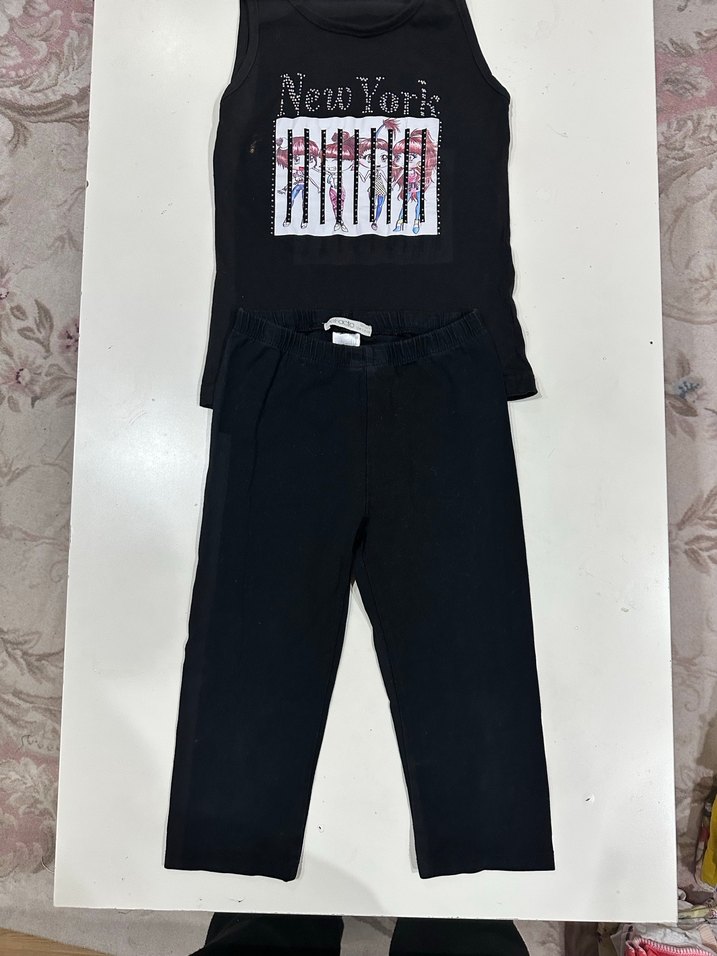 Kızlar için Siyah Kemerli Fitted Eşofman Takımı - Görsel 3