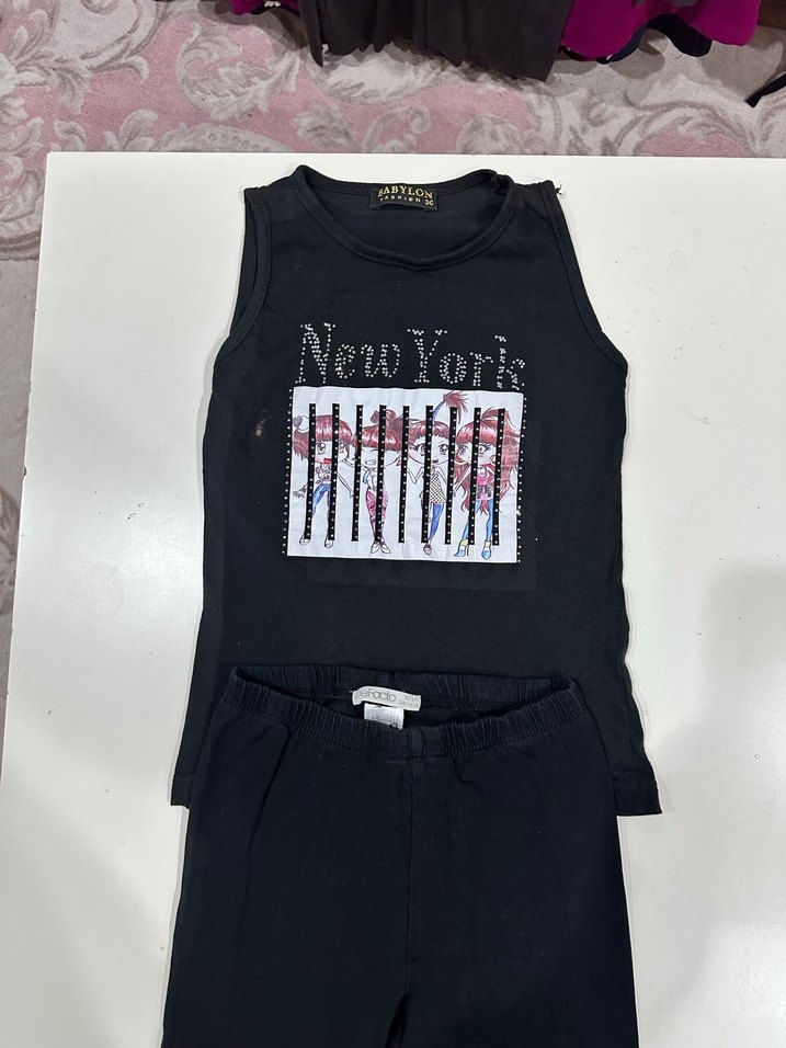 Kızlar için Siyah Kemerli Fitted Eşofman Takımı - Görsel 4