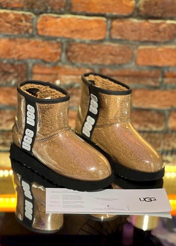 Ugg Parlak Kahverengi Kadin Dolgu Topuk Bot