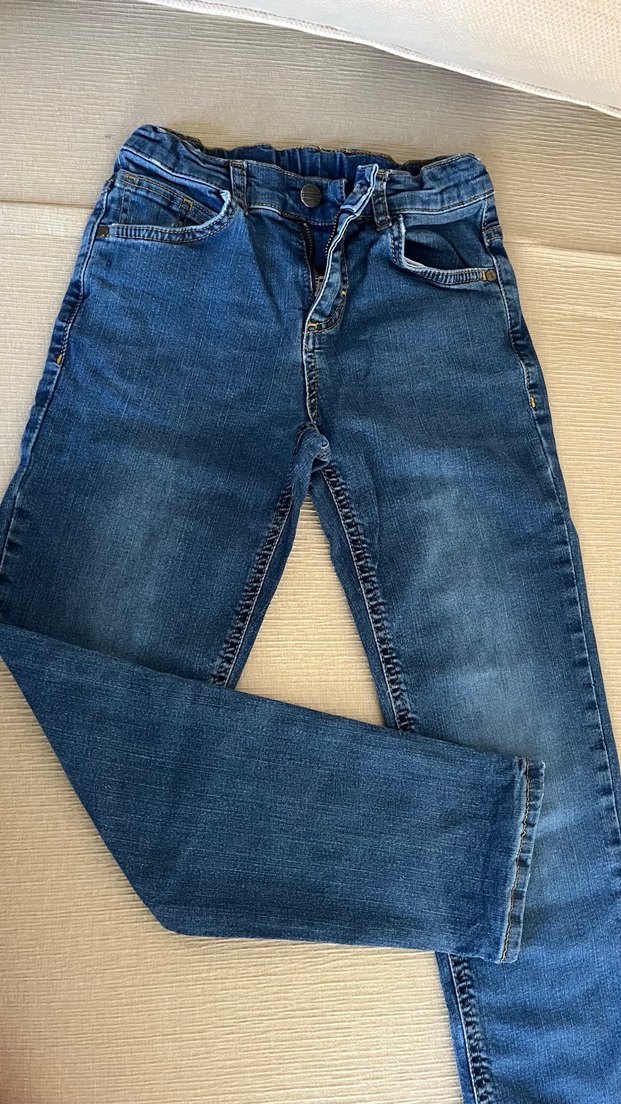 Düğmeli Erkek Çocuk Kot Pantolon - Görsel 5