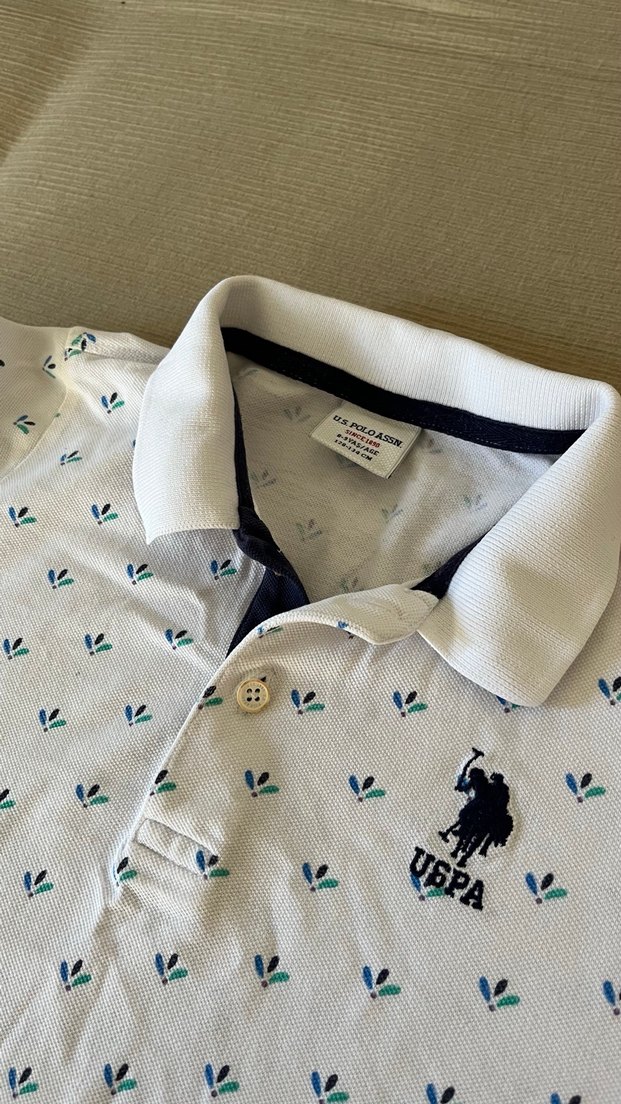 Beyaz Baskılı Erkek Çocuk Polo Tişört - Görsel 2