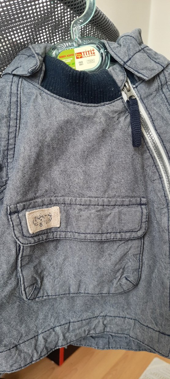 Erkek Çocuk Gri Denim Fermuarlı Ceket - Görsel 2