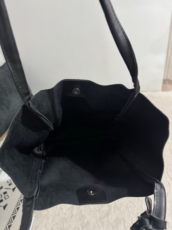 Siyah Deri Minimalist Kadın Çanta - Görsel 2