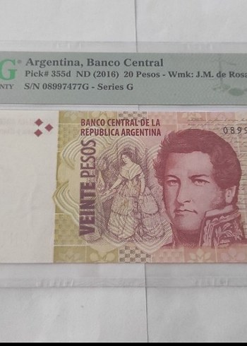 Beden Arjantin 20 Peso PMG 66 EPQ Sertifikalı ÇİL kondisyon