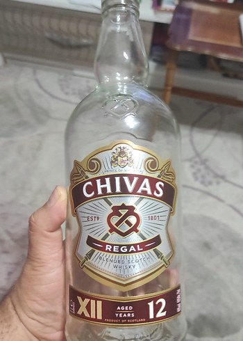 Chivas Regal 12 Yıllık Boş Şeffaf Cam Şişe