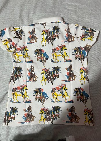 10 Yaş Beden Baskılı Çok Renkli Erkek Çocuk Polo Tişört