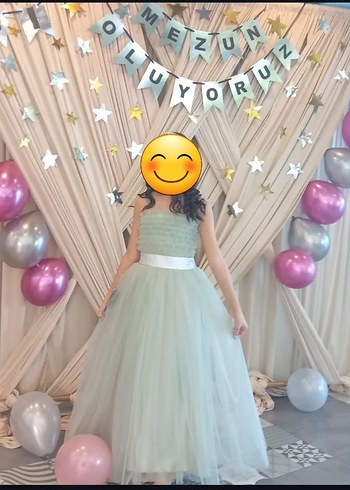 Diger Turkuaz Straplez Kız Çocuk Elbise