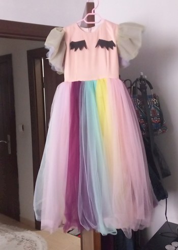 Kız Çocuk Çok Renkli unicorn Elbise