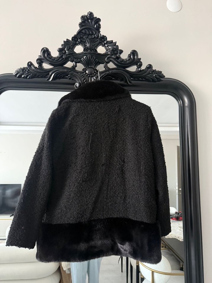 Twist Kürklü Siyah Kadın Ceket - Görsel 2