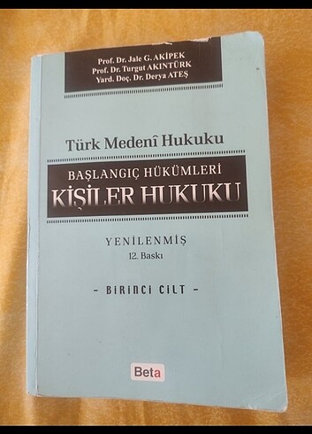 Jale Akipek Medeni Hukuk Kişiler Hukuku 