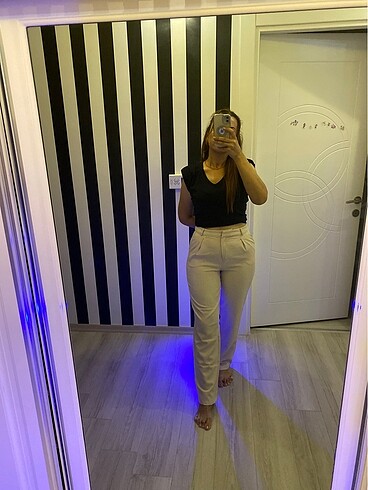 Trendyol & Milla Kadın krem rengi kumaş pantolon