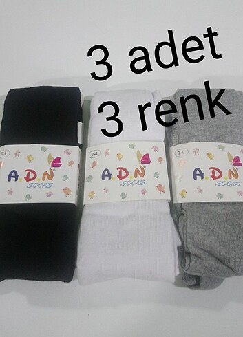3 adet 3 renk külotlu çorap