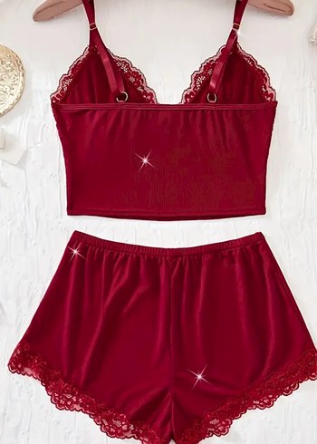 Victoria s Secret kırmızı Dantel Detaylı Mini Kadın Pijama Takımı