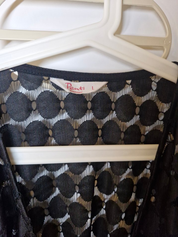 Uzun Siyah Dantel Plaj Elbisesi - Görsel 4