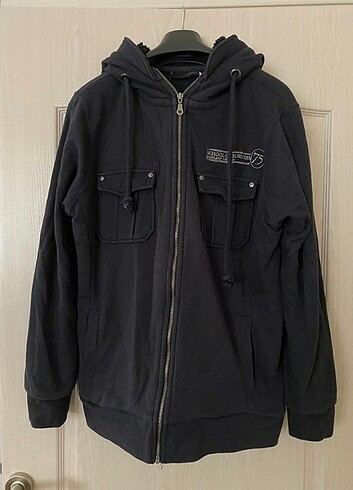 Koton kapşonlu fermuarlı içi polarlı erkek sweatshirt 
