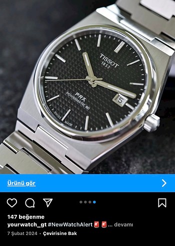 Tissot PRX Siyah Klasik Erkek Saati - Görsel 2