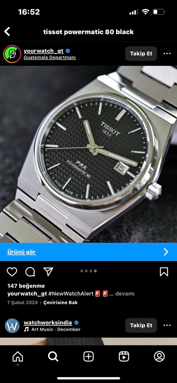 Tissot PRX Siyah Klasik Erkek Saati - Görsel 2