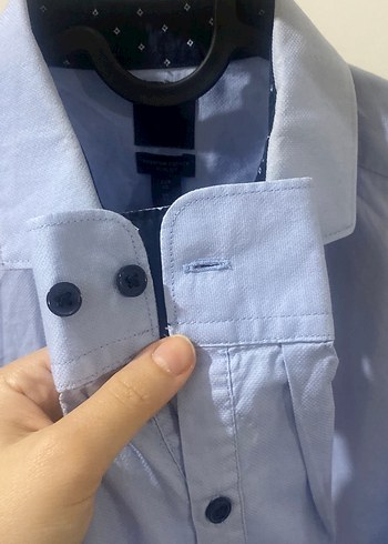 H&M Mavi Keten Erkek Uzun Kollu Gömlek