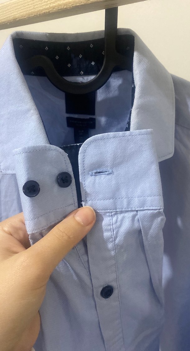 Mavi Keten Erkek Uzun Kollu Gömlek - Görsel 2