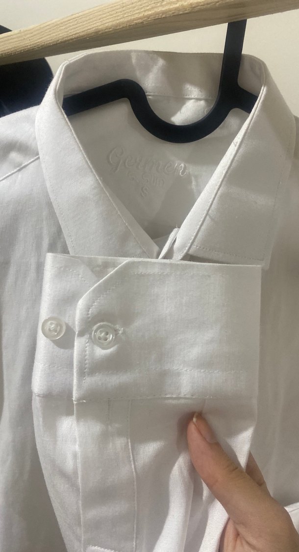 Düğmeli Beyaz Erkek Gömlek - Görsel 2