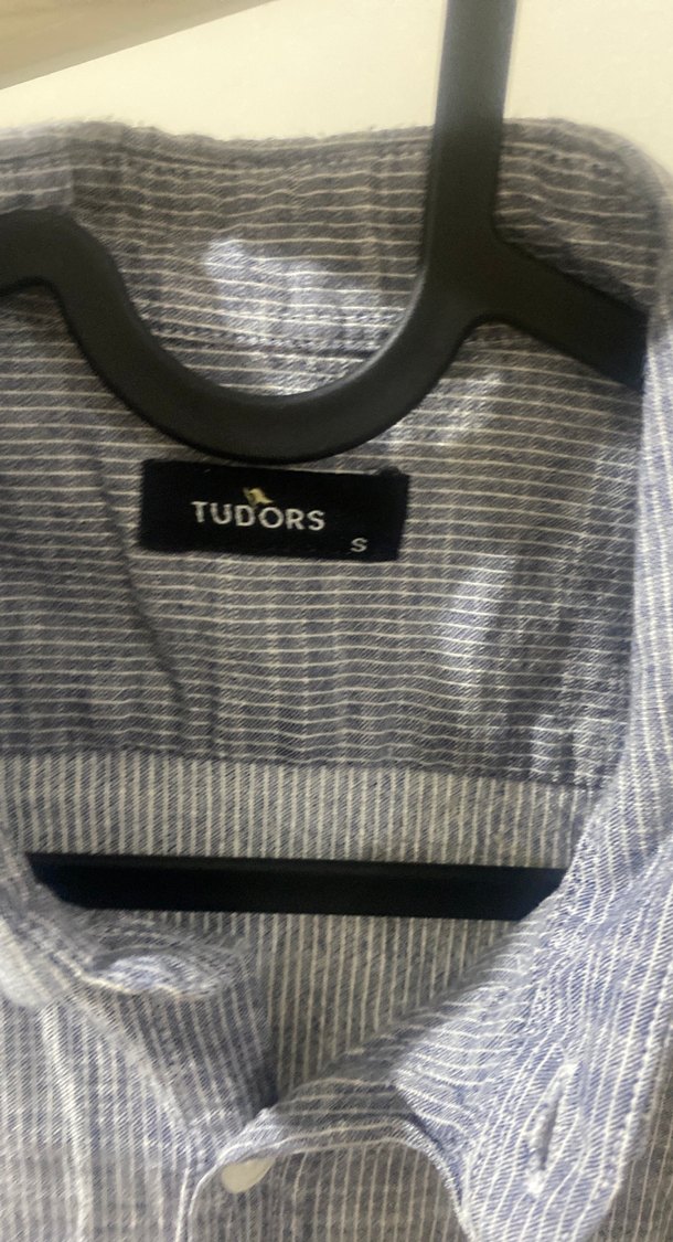 Düğmeli Gri Keten Erkek Gömlek - Görsel 2